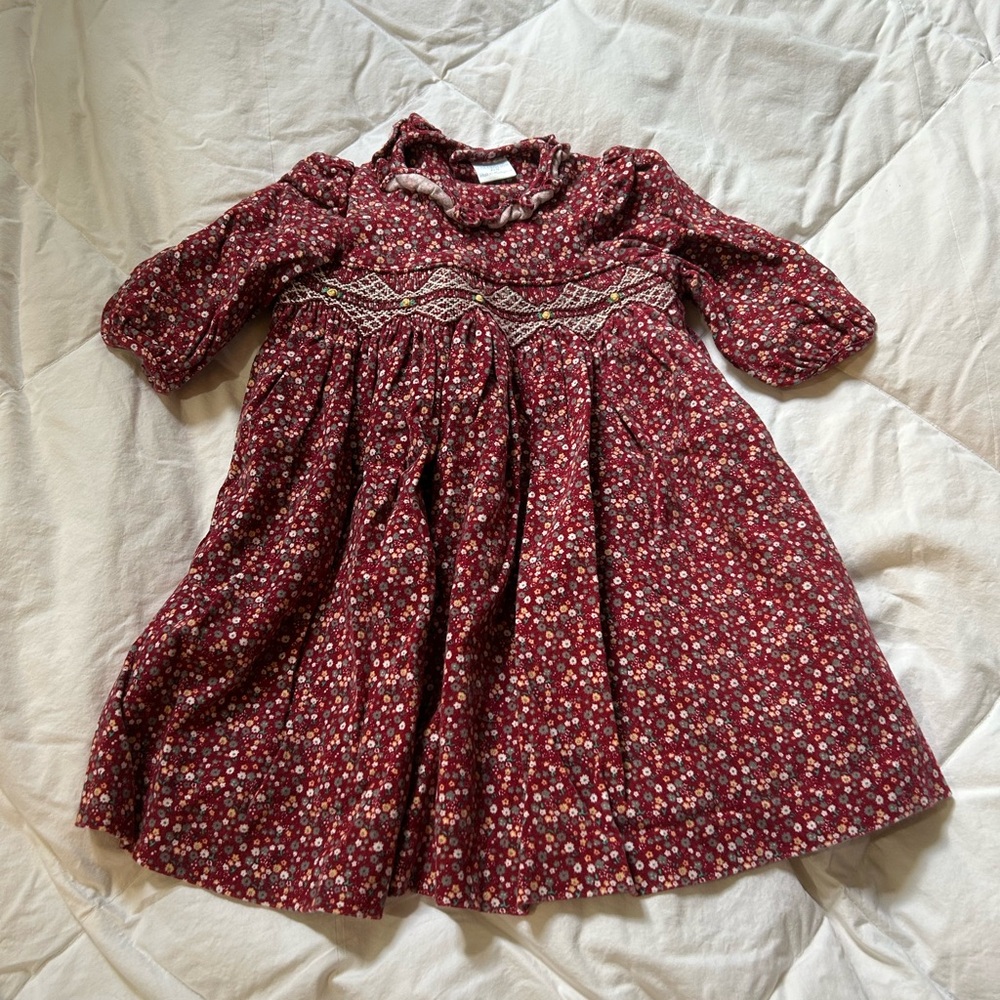 Edgehill Collection Burgundy Floral Kids Dress